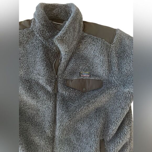 L.L. Bean Outdoors Spellout Sweater Fleece Zip Up Dark Grey Green Brown Size XL - Picture 2 of 5